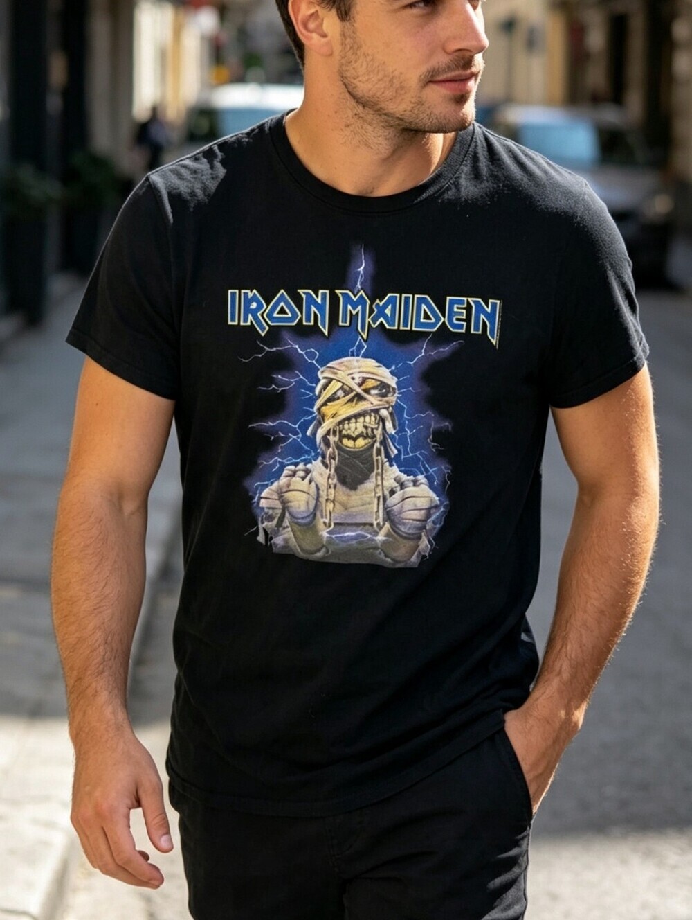 Iron Maiden Mummy Graphic Band T-Shirt Black 100% Cotton Men's Size 12 / XL